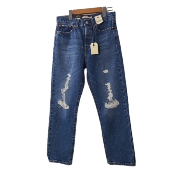 Levi's Denim - Levis Wedgie Straight Womens High Rise Distressed Blue Jeans NWT Size 27